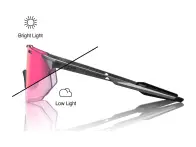 100 Percent "Hypercraft SQ" Sunglasses - Rose Gold Mirror Photochromic Lens / Gloss Light Grey