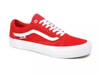Vans "Old Skool Pro" Shoes - (Suede) Red/White