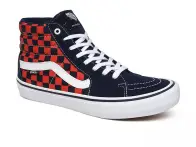 Vans "Sk8-Hi Pro" Shoes - (Checkerboard) Navy/Orange