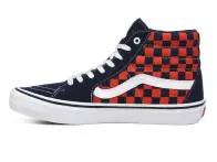 Vans "Sk8-Hi Pro" Shoes - (Checkerboard) Navy/Orange