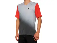 100 Percent "Celium" Jersey T-Shirt - Grey/Racer Red