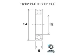 Black Bearing "6802-2RS" Nabenlager