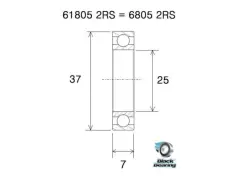 Black Bearing "6805-2RS" Nabenlager