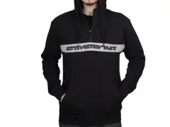 Stay Strong "Cut Stripe 1/4 Zip" Hooded Pullover - Black/Grey Stay Strong "Cut Stripe 1/4 Zip" Hooded Pullover - Black/Grey