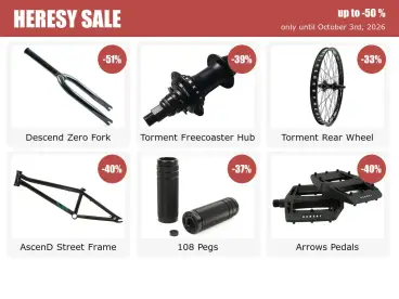 Heresy BMX Sale: Bis zu 50 % sparen, nur bis 03.10.2026