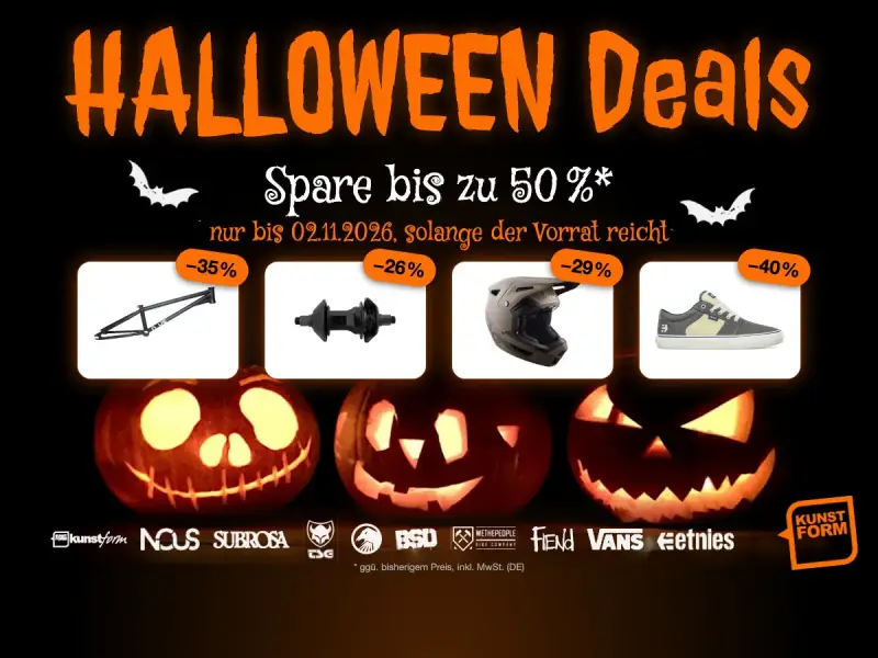 Halloween Deals bei kunstform: bis zu 50 % auf Rahmen, Freecoaster, Helme und mehr, nur bis 02.11.2026