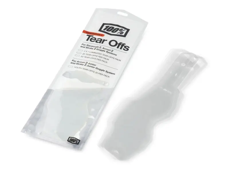 100 Percent "Accuri 2 Junior, Strata 2 Junior" Goggle Tear-Off Films (20 pcs)