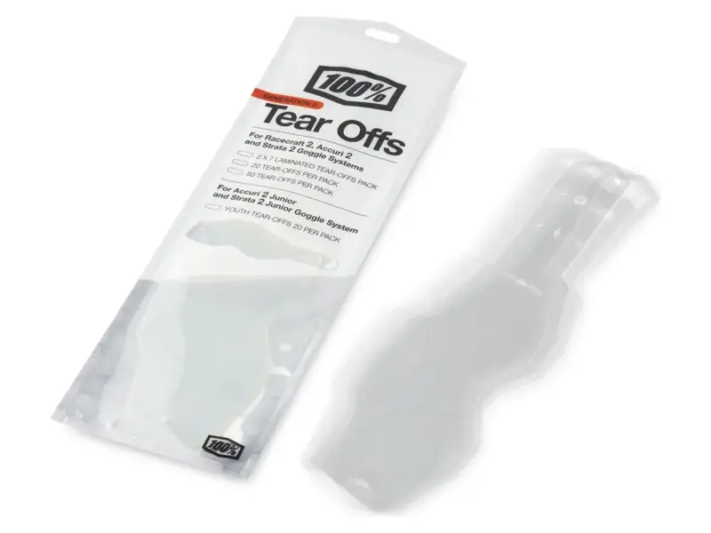 100 Percent "Accuri 2 Junior, Strata 2 Junior" Goggle Tear-Off Films (20 pcs)