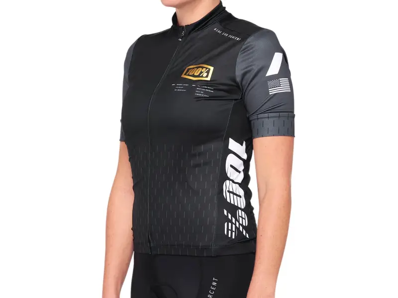 100 Percent "Exceeda Jersey Women" Zipp T-Shirt - Black/Charcoal