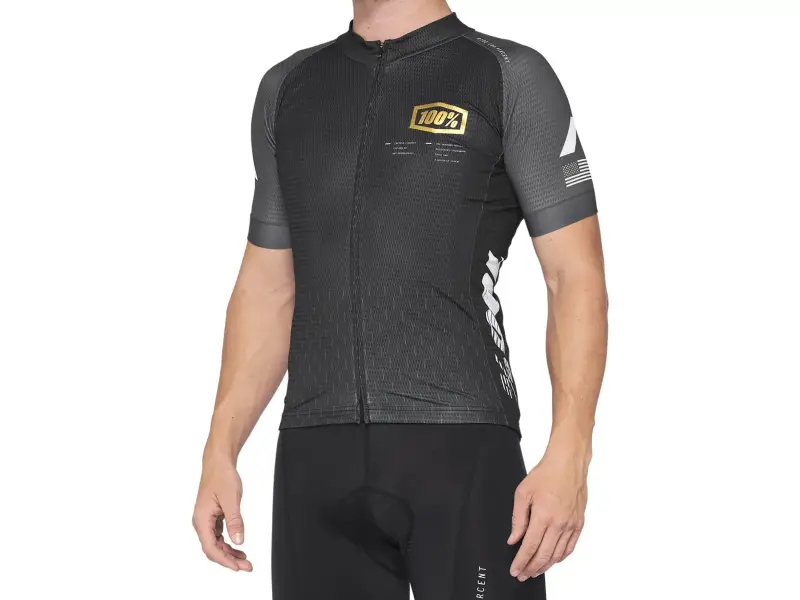 100 Percent "Exceeda Jersey"  Zipp T-Shirt - Black/Charcoal