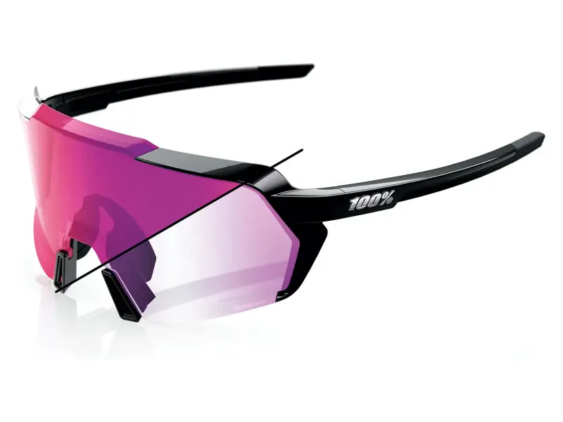 100 Percent "Korbin" Sunglasses - Purple Mirror Photochromic Lens / Gloss Black