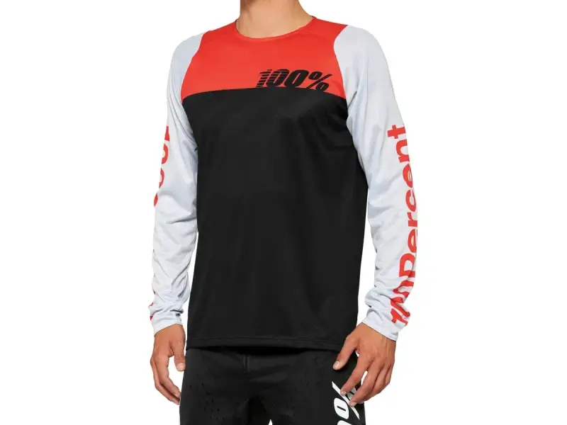 100 Percent "R-Core" Jersey Longsleeve - Black/Racer Red