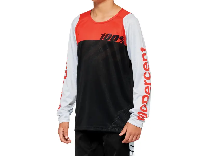 100 Percent "R-Core Youth" Jersey Longsleeve - Black/Racer Red (Kids)