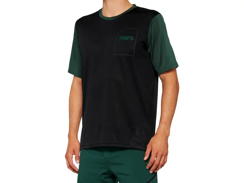 100 Percent "Ridecamp" Jersey T-Shirt - Black/Forest Green