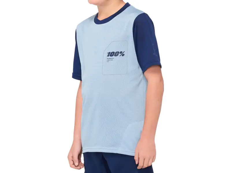 100 Percent "Ridecamp Youth" Jersey T-Shirt - Light Slate/Navy (Kids)