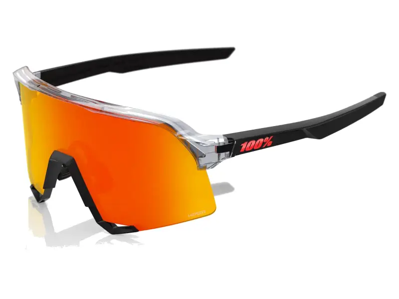 100 Percent "S3" Sunglasses - HiPER Red Mirror Lens / Polished Translucent Grey/Matte Black