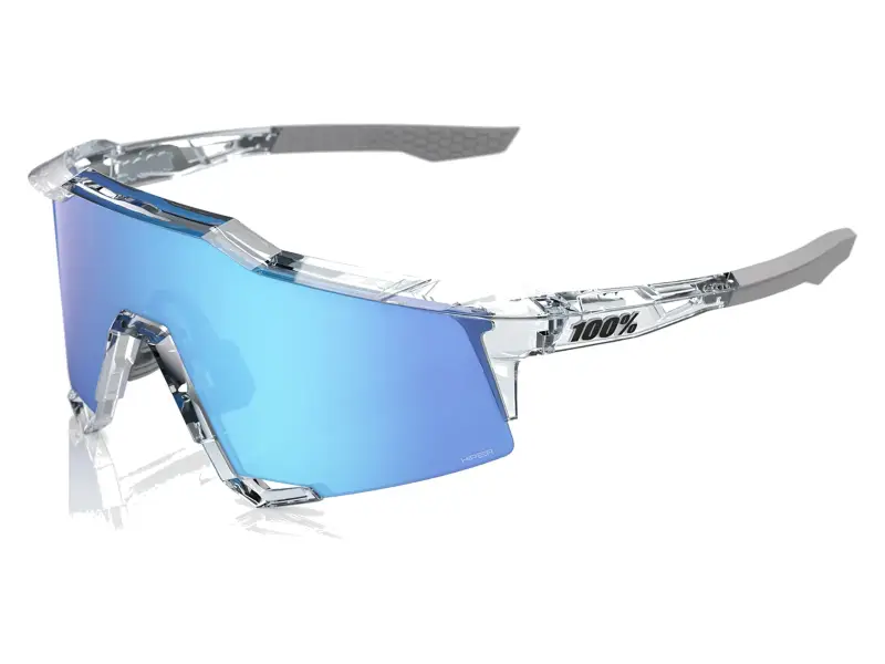 100 Percent "Speedcraft" Sunglasses - HiPER Blue Mirror Lens / Polished Translucent Clear