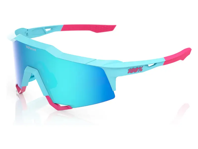 100 Percent "Speedcraft" Sunglasses - Tatis 4 Blue Topaz Mirror Lens / Soft Tact Blue
