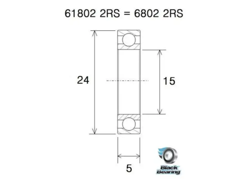 Black Bearing "6802-2RS" Nabenlager