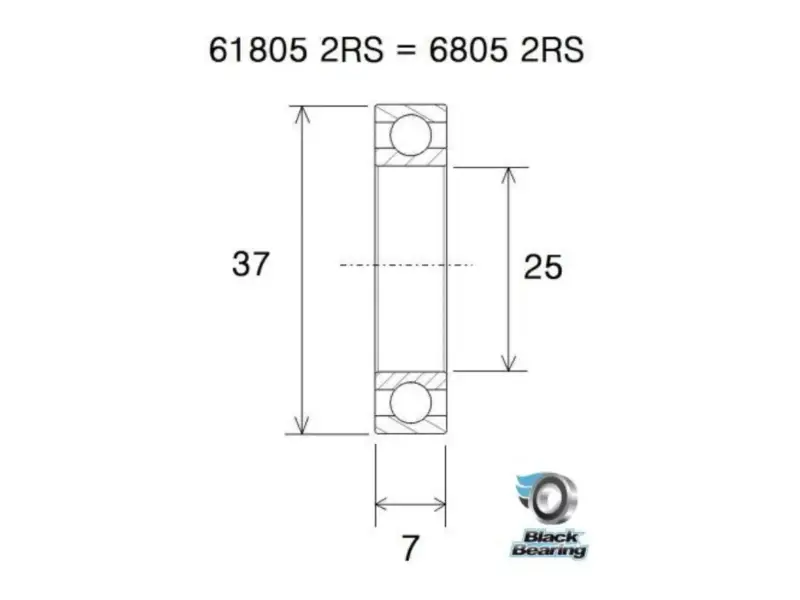 Black Bearing "6805-2RS" Nabenlager