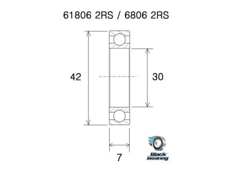 Black Bearing "6807-2RS" Nabenlager