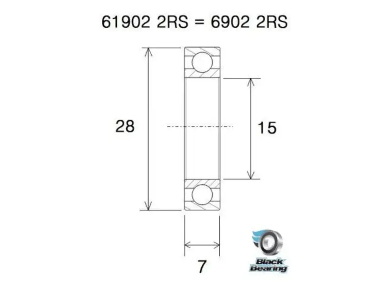 Black Bearing "6902-2RS" Nabenlager
