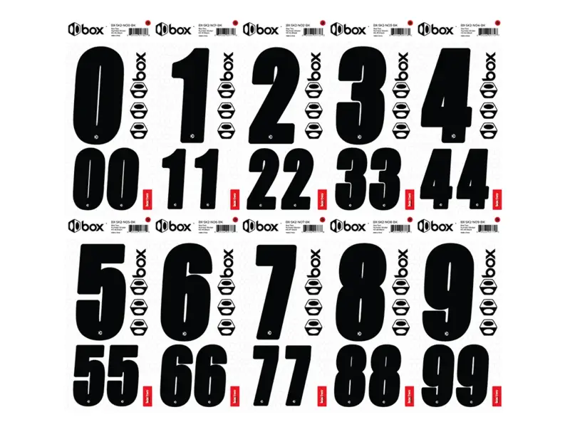 BOX Components "Box Two" BMX Race Zahlen-Sticker - Black