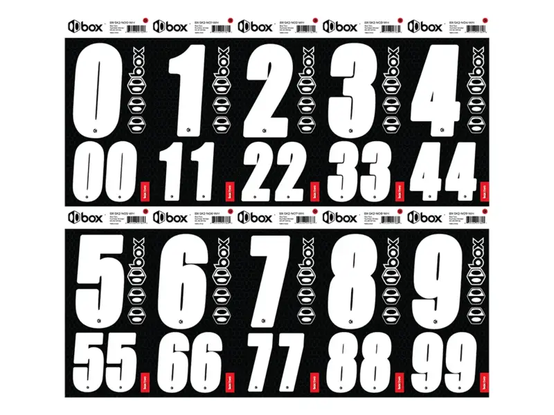 BOX Components "Box Two" BMX Race Zahlen-Sticker - White