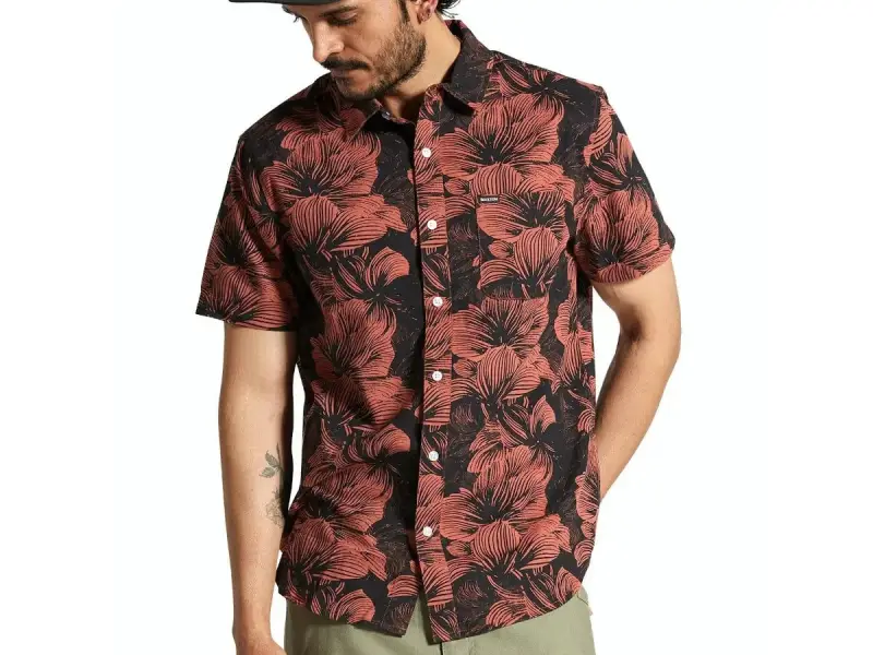 Brixton "Charter Print" Shirt - Washed Black/Terracotta Floral