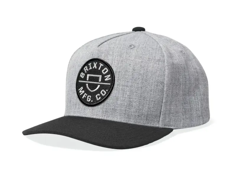 Brixton "Crest C MP Snapback" Cap - Heather Grey/Black