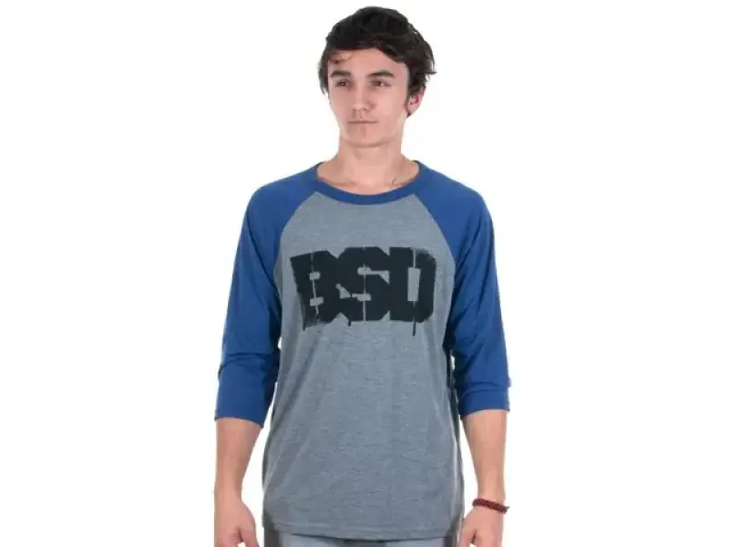 BSD "Spray Logo 3/4" T-Shirt - Grey / Blue