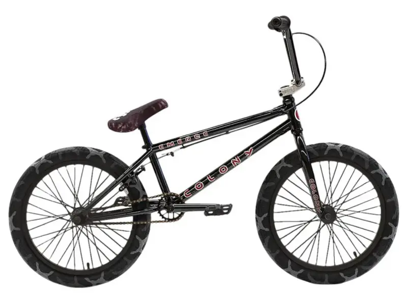 Colony Bikes "Emerge" 2021 BMX Rad - Gloss Black / Grey Camo Tyres