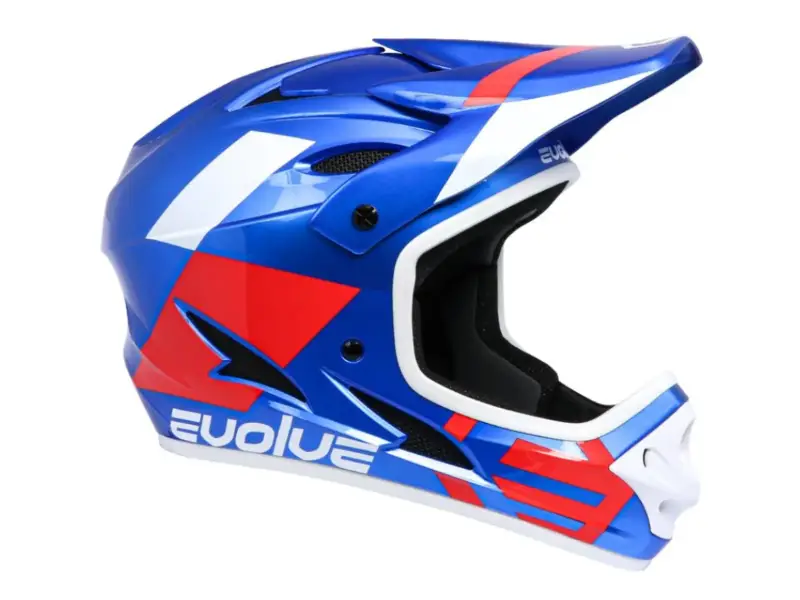 Evolve "Storm" Fullface Helm - Glossy Blue/Red/White