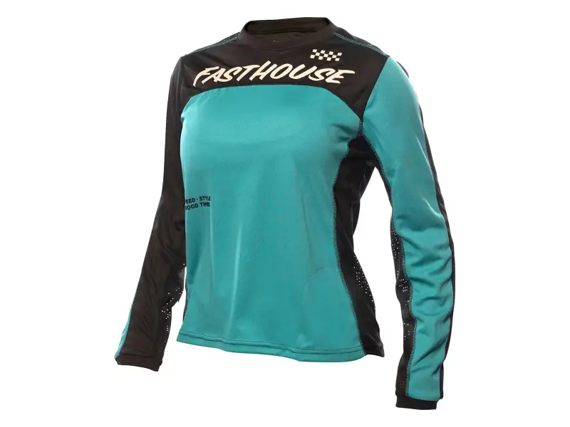 Fasthouse "Classic Mercury Women's Long Sleeve" Jersey - Black/Teal