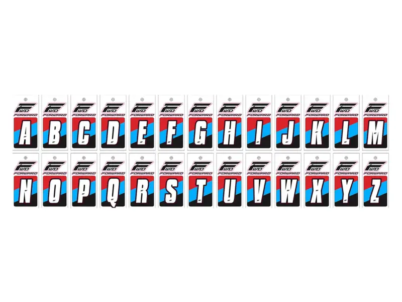 Forward BMX Race Letter Stickers - White