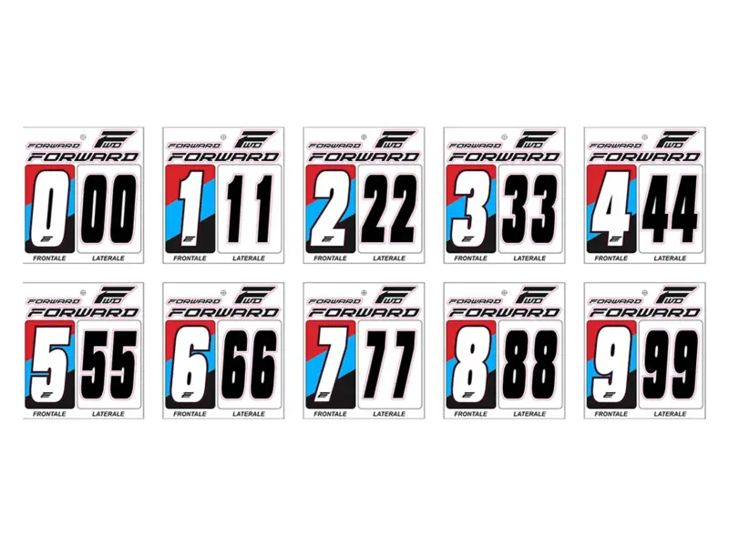 Forward BMX Race Number Stickers - White
