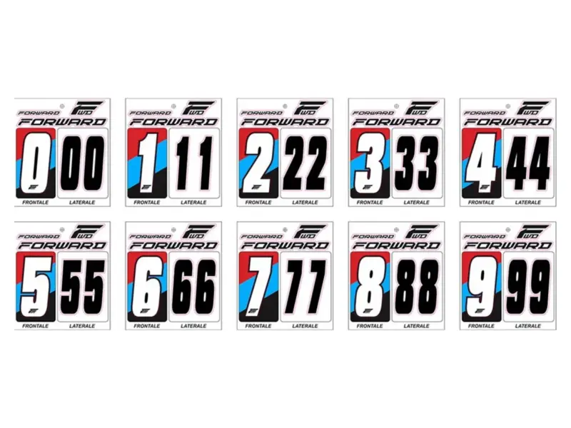 Forward BMX Race Number Stickers - White