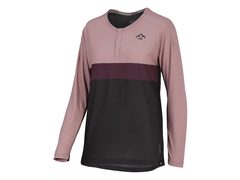iXS "Flow XTG Women's Long Sleeve Henley" Jersey - Dark Red
