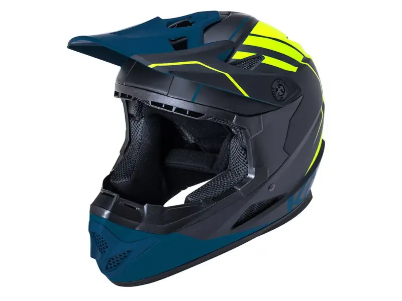 Kali Protectives "Zoka Youth" Fullface Helm - Black/Flourescent Yellow/Teal