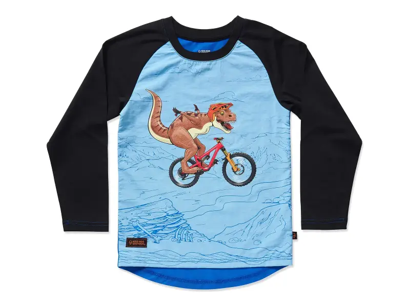 Kids Ride Shotgun "Dialled Dino Windproof Kids" Jersey - Blue