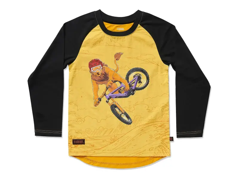 Kids Ride Shotgun "Loose Lion Windproof Kids" Jersey - Yellow