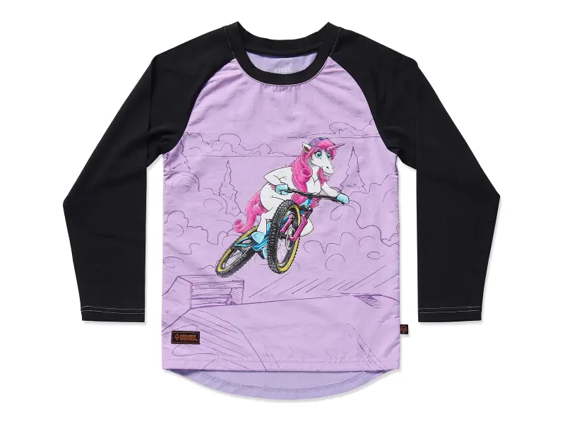 Kids Ride Shotgun "Upshift Unicorn Windproof Kids" Jersey - Purple