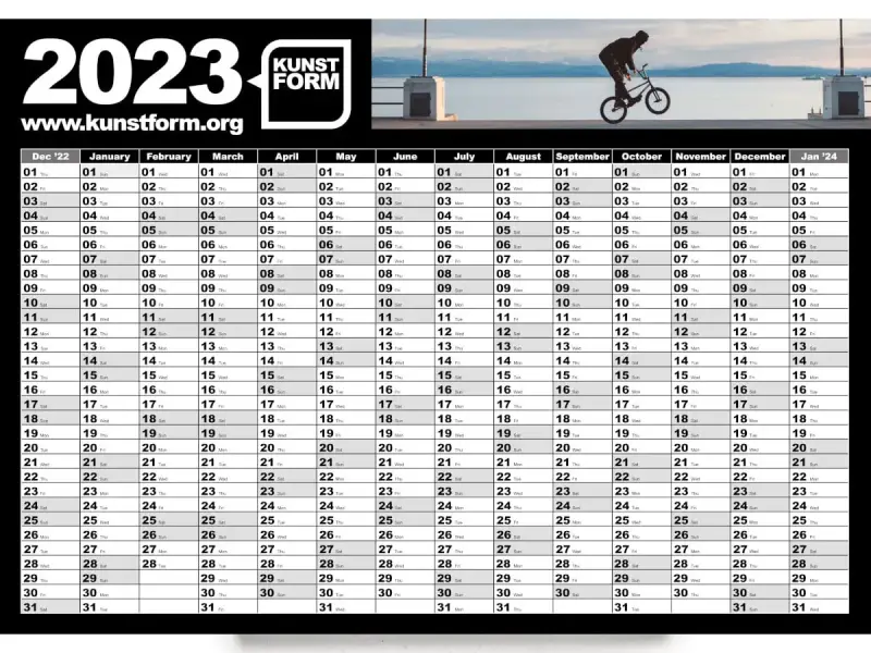 kunstform "2023" Wall Calendar - 594 x 841 mm (DIN A1)