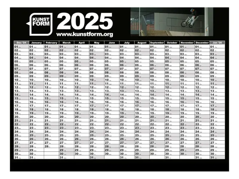kunstform "2025" BMX Wandkalender - 594 x 841 mm (DIN A1)