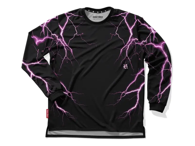 Loose Riders "Electric Long Sleeve" Jersey - Black/Pink
