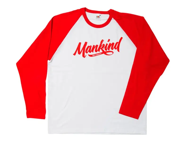 Mankind Bike Co. "Groove Raglan" Longsleeve - White/Red