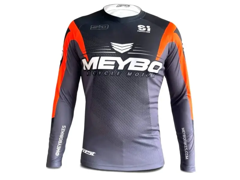 Meybo "Race V6 Slim Fit Jersey Kids" Longsleeve - Black / Orange (Kids)