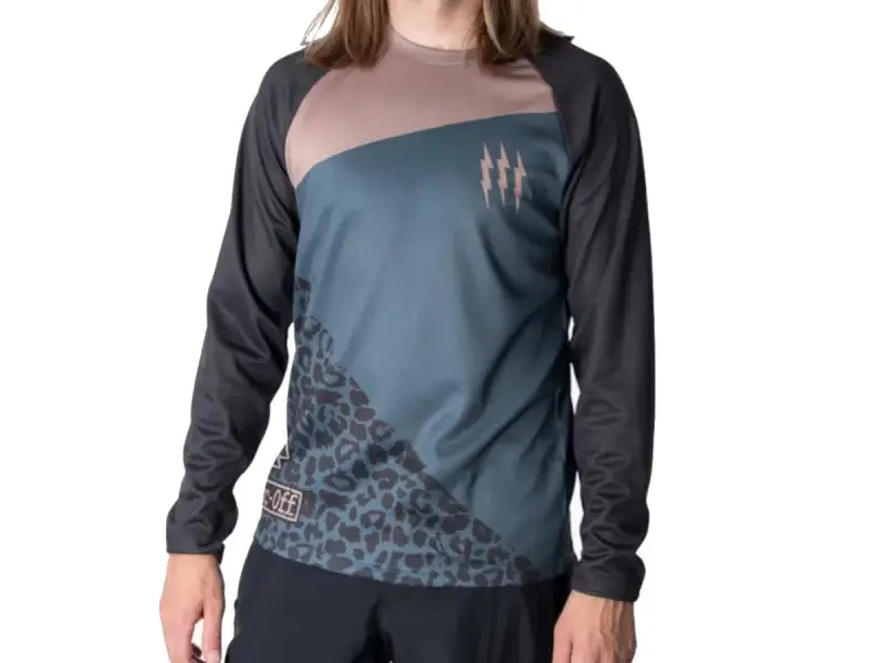 Muc-Off "Long Sleeve Riders" Trikot - Grey Stone/Leopard