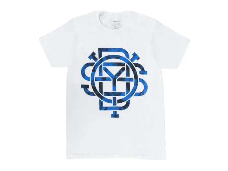 Odyssey BMX "Monogram" T-Shirt - White/Blue Swirl