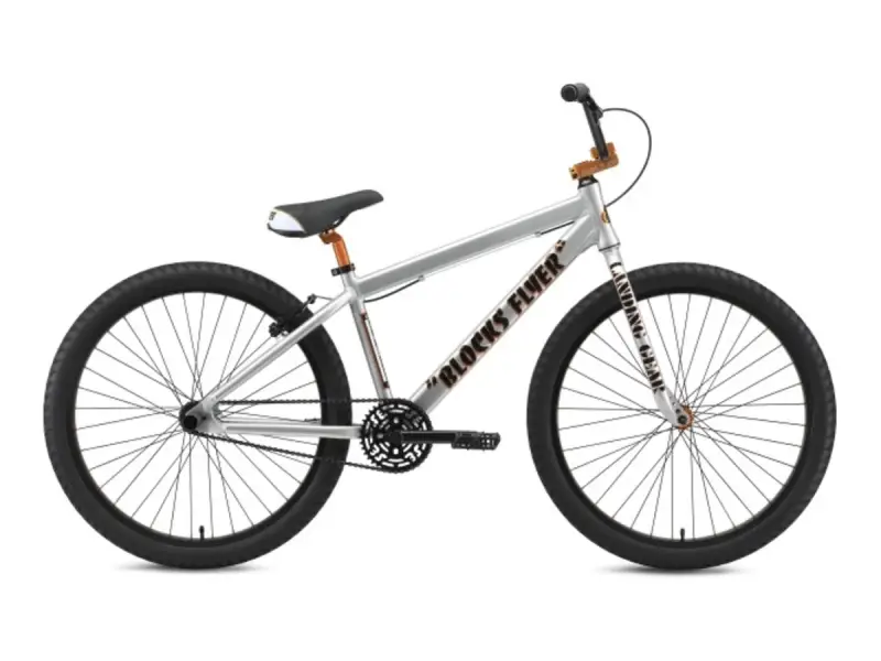 SE Bikes "Blocks Flyer 26" BMX Cruiser Bike - 26 Inch - Iced Out Silver